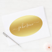 自分だけの名前 ゴールド ホワイト 楕円形シール (封筒)