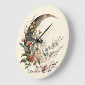 自分だけの夏の花の三日月を作ってみよう ラージ壁時計 (傾斜)