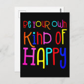 自分だけの幸せなカラフルな名言 ブラック ポストカード (正面/裏面)