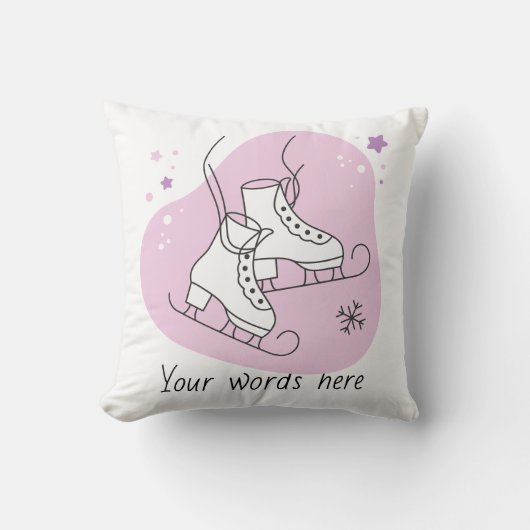 自分だけの星が輝くアイススケート ピンクのクリスマス クッション (正面)