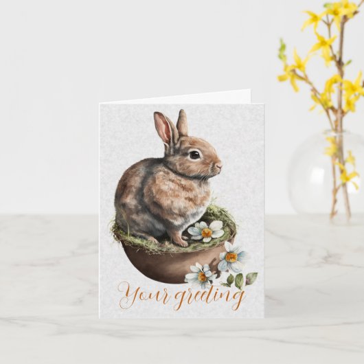 自分だけの春のウサギと野の花を作ろう カード (黄色い花)