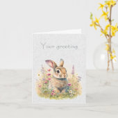 自分だけの春のウサギと野の花を作成 カード (黄色い花)