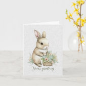 自分だけの春のウサギと野の花を作成 カード (黄色い花)