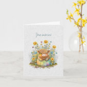 自分だけの春のハイランド牛と野の花をデザインしよう カード (黄色い花)