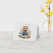 自分だけの春のハイランド牛と野の花 カード (黄色い花)