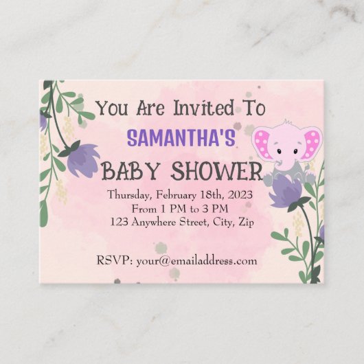 自分だけの特別なベビーシャワー(女の子編)- 作成はこちら エンクロージャーカード (正面)