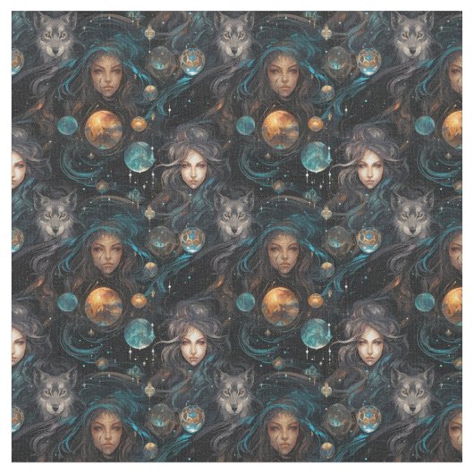 自分だけの神秘的な予見者オオカミの使い魔を作れ ファブリック (クローズアップ)