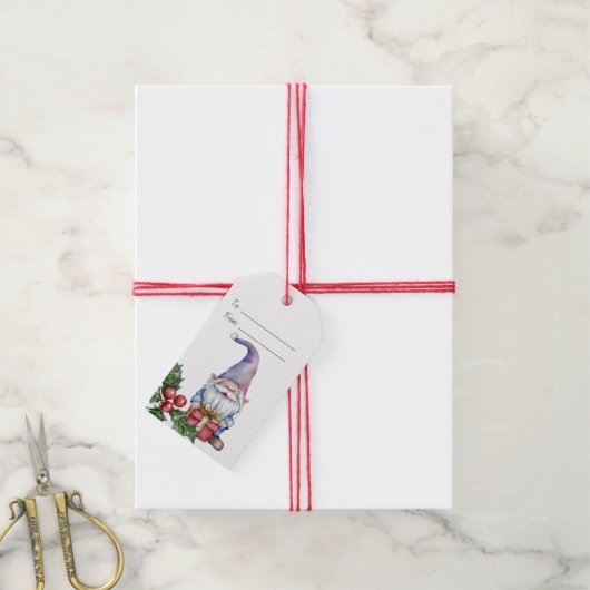 自分だけの紫の小人のプレゼントを作ろう ギフトタグ (より糸付き)