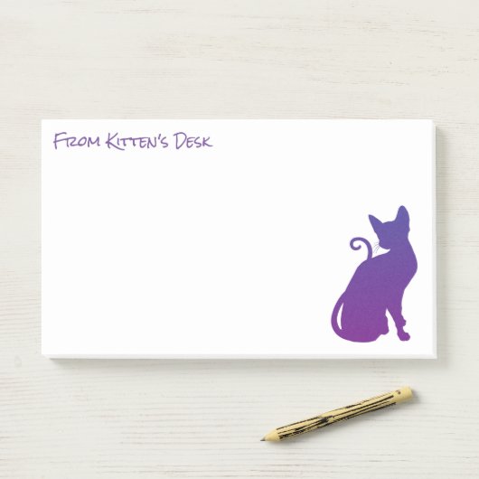 自分だけの紫の猫のシルエットを作成 ポストイット (デスク)