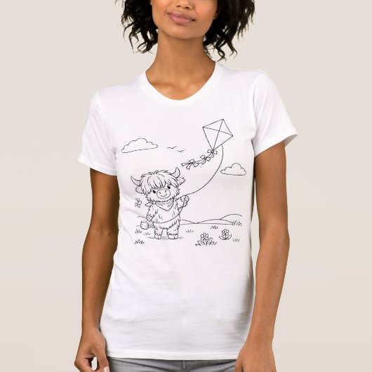 自分だけの色を楽しむハイランドカウの女性用Tシャツ Tシャツ (正面)