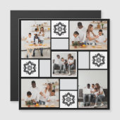 自分だけの花の5枚の写真コラージュをデザイン マグネット招待状 (正面/裏面)