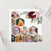 自分だけの花柄10枚写真コラージュをデザイン カード (正面/裏面インサイチュ)