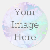 自分だけの虹彩マーブル & 偽のホイルを作成する ラウンドシール (正面)