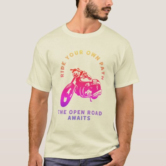 自分だけの道を走れ オートバイ オープンロード Tシャツ (正面)