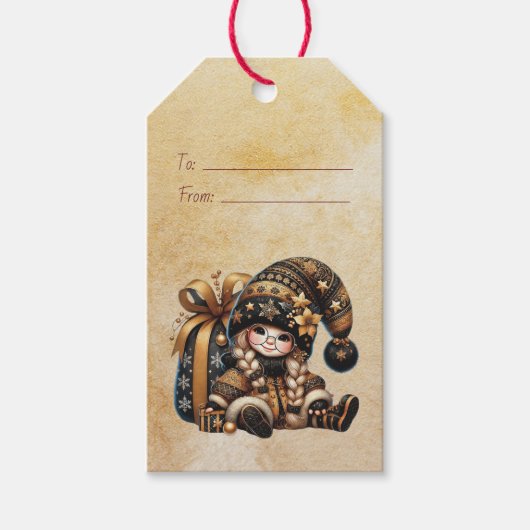 自分だけの魔法のクリスマス・ノームのギフトサックを作ろう ギフトタグ (正面)