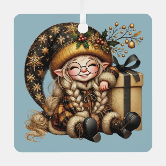 自分だけの魔法のクリスマス・ノーム・ギフトを作ろう メタルオーナメント (正面)