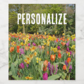 自分だけの鮮やかなチューリップの花園 ワインラベル (シングルラベル)