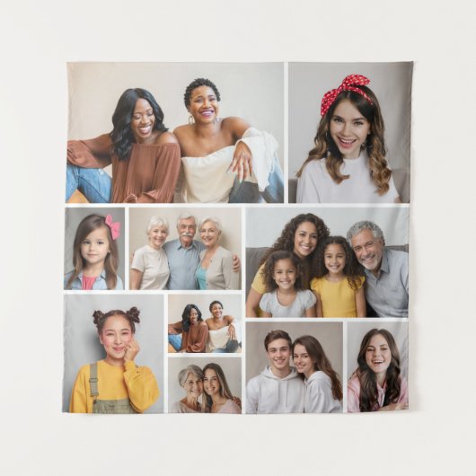 自分だけの10枚の写真コラージュを作成 タペストリー (正面)