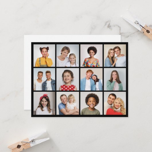 自分だけの12枚の写真コラージュを作成 カード (正面/裏面インサイチュ)