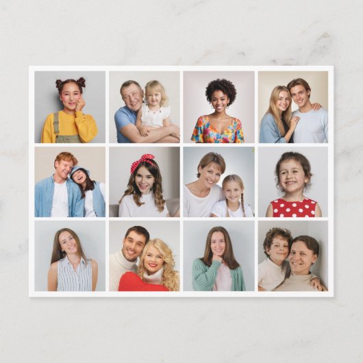 自分だけの12枚の写真コラージュを作成 ポストカード (正面)