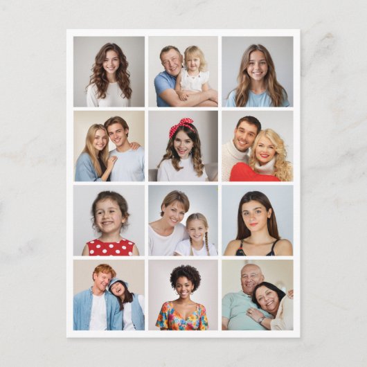 自分だけの12枚の写真コラージュを作成 ポストカード (正面)