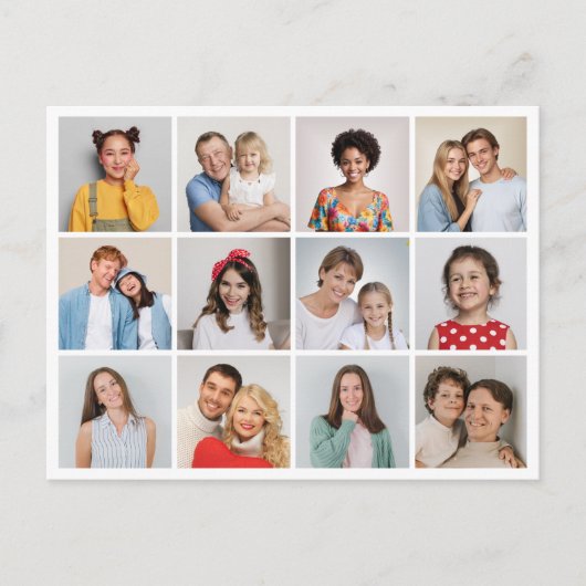 自分だけの12枚の写真コラージュを作成 ポストカード (正面)