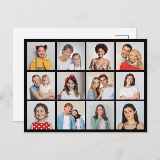 自分だけの12枚の写真コラージュを作成 ポストカード (正面/裏面)