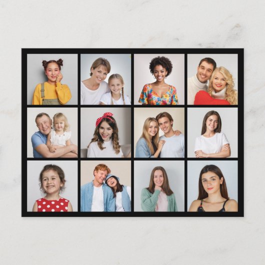 自分だけの12枚の写真コラージュを作成 ポストカード (正面)