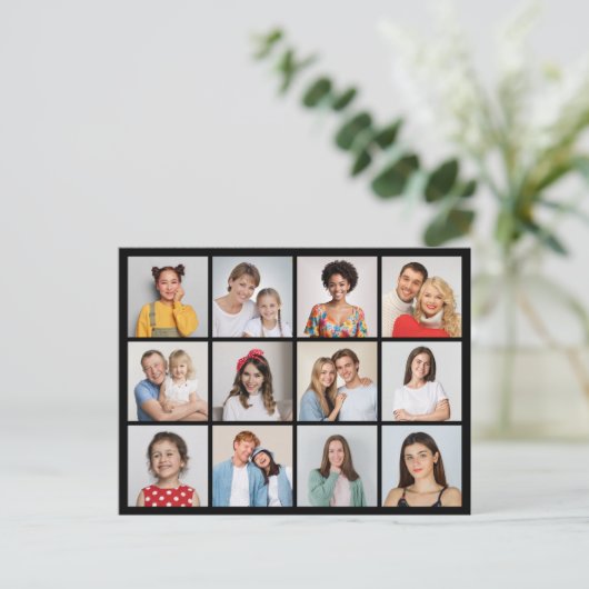 自分だけの12枚の写真コラージュを作成 ポストカード (スタンド正面)