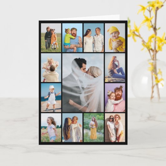 自分だけの13枚の写真コラージュを作成 カード (黄色い花)