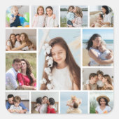 自分だけの13枚の写真コラージュを作成 スクエアシール (正面)