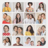 自分だけの16枚の写真コラージュを作成 スクエアシール (正面)