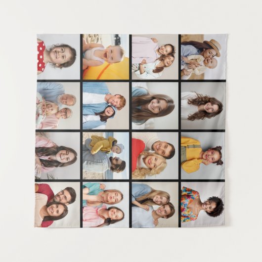 自分だけの16枚の写真コラージュを作成 タペストリー (正面(横))