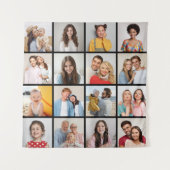 自分だけの16枚の写真コラージュを作成 タペストリー (正面)