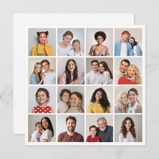 自分だけの16枚の写真コラージュを作成 ノートカード (正面/裏面)