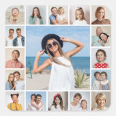 自分だけの17枚の写真コラージュを作成 スクエアシール (正面)