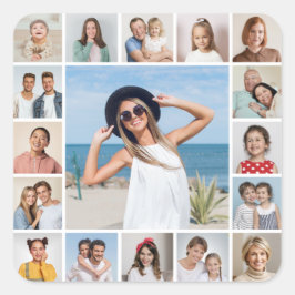 自分だけの17枚の写真コラージュを作成 スクエアシール