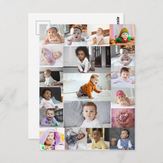 自分だけの19枚の写真コラージュを作成する ポストカード (正面/裏面)