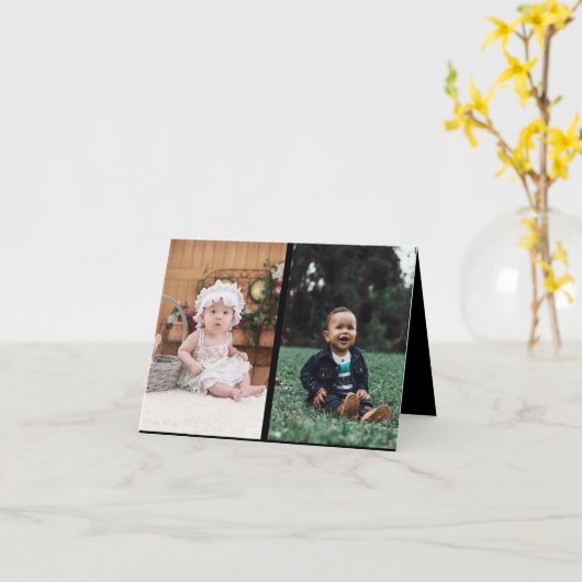 自分だけの2枚の写真のコラージュをデザイン カード (黄色い花)