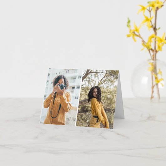 自分だけの2枚の写真をデザインしたコラージュを作成 カード (黄色い花)