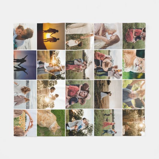 自分だけの20枚の写真コラージュを作成 フリースブランケット (正面(横))