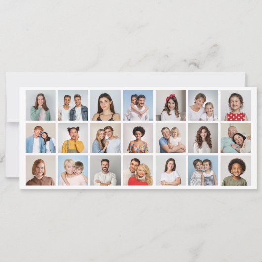 自分だけの21枚の写真コラージュを作成 編集可能な色 招待状 (正面)