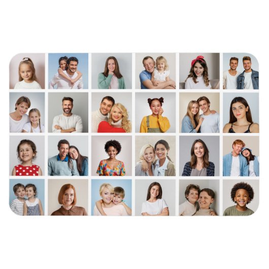 自分だけの24枚の写真コラージュを作成 編集可能な色 マグネット (横)