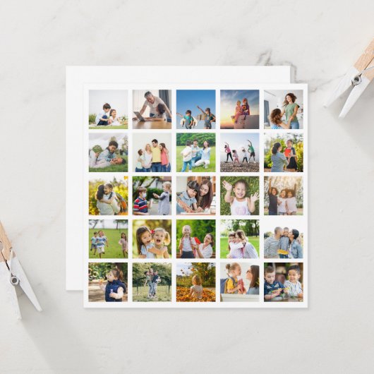 自分だけの25枚の写真を編集できるコラージュを作成 カード (正面/裏面インサイチュ)