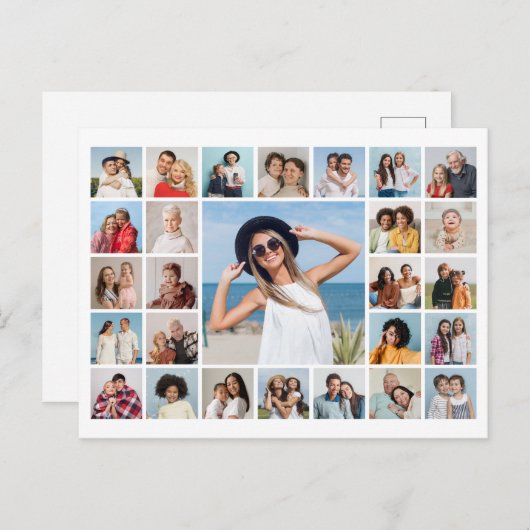 自分だけの27枚の写真コラージュを作成 ポストカード (正面/裏面)