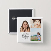 自分だけの3枚の写真のコラージュを作成 | 私たちはばあばが大好き 缶バッジ (正面&裏面)