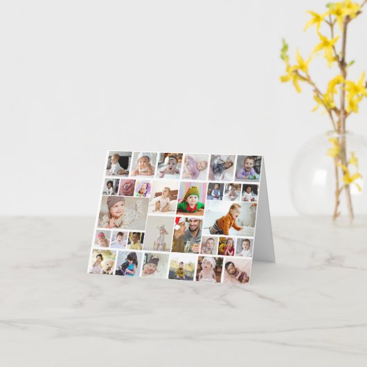 自分だけの30枚の写真コラージュポスターをデザインしよう カード (黄色い花)