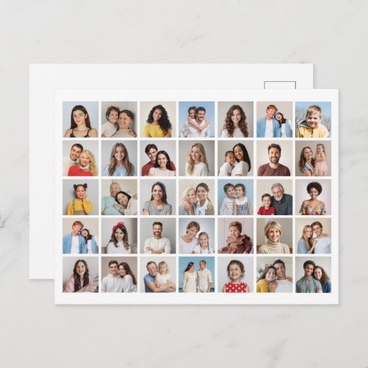 自分だけの35枚の写真コラージュを作成 ポストカード (正面/裏面)