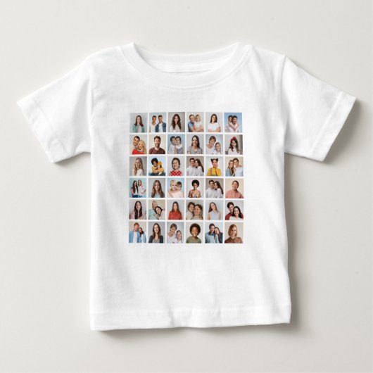 自分だけの36枚のフォトコラージュを作成 ベビーTシャツ (正面)