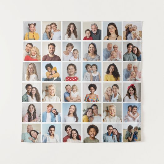 自分だけの36枚の写真コラージュを作成 タペストリー (正面)